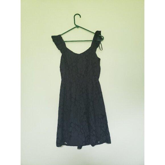 Monteau Womens S Mini Dress Sleeveless Floral Lace Ruffle Strap Blue Floral NWT - Picture 2 of 5